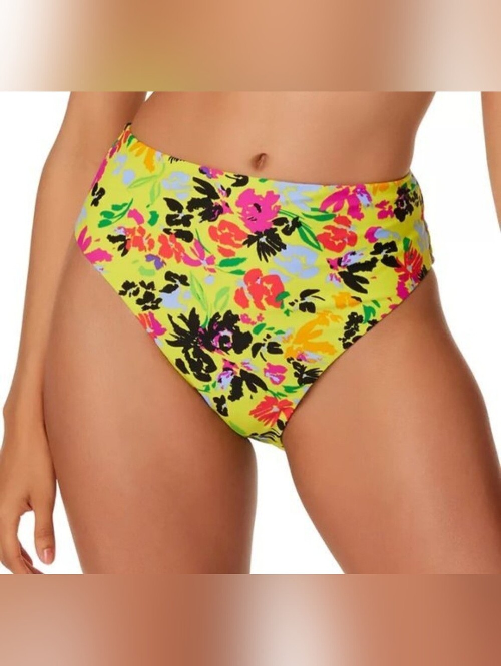 Bar III Floral Chic High Waist High Leg Bikini Bottoms NWT Size S